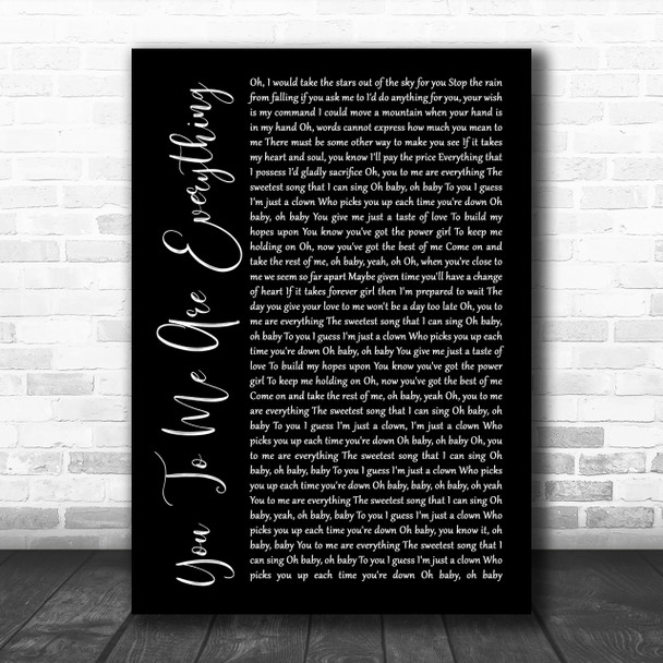 The Real Thing You To Me Are Everything Black Script Song Lyric Music Wall Art Print