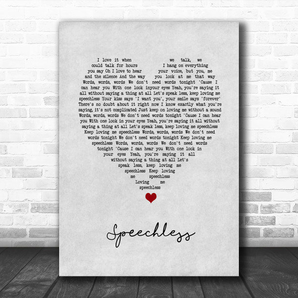 The Shires Speechless Grey Heart Song Lyric Print