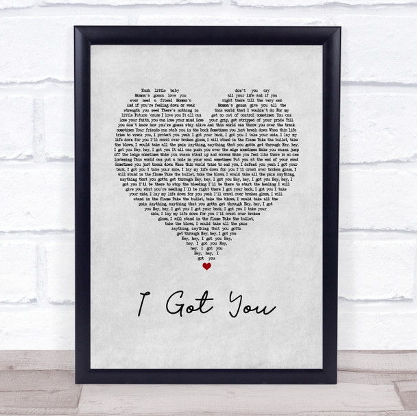 Ciara I Got You Grey Heart Song Lyric Print