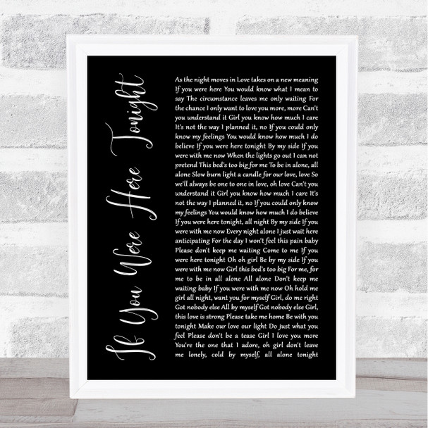 Alexander O'Neal If You Were Here Tonight Black Script Song Lyric Music Wall Art Print