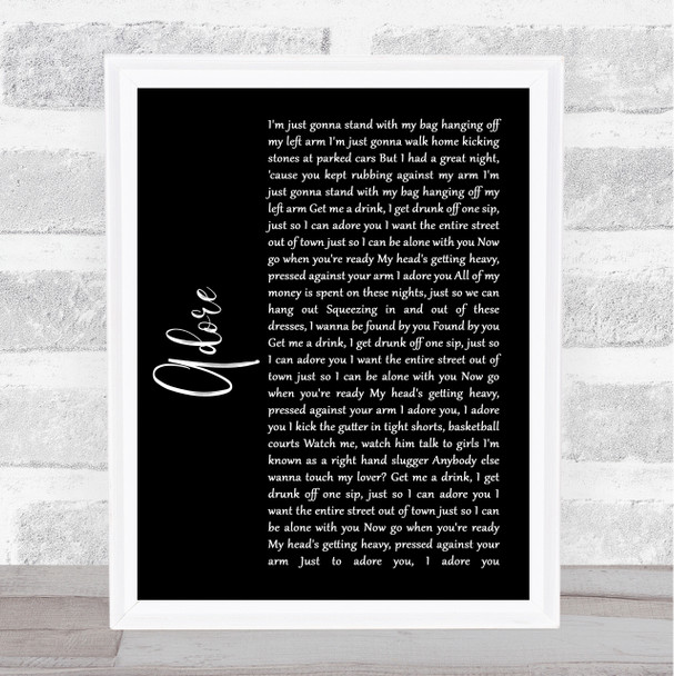 Amy Shark Adore Black Script Song Lyric Music Wall Art Print