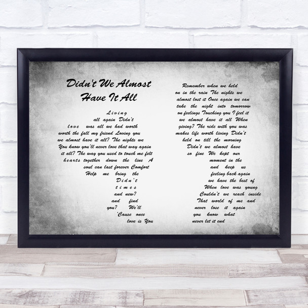 Whitney Houston Didn't We Almost Have It All Man Lady Couple Grey Song Print