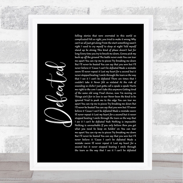 Anastacia Defeated Black Script Song Lyric Music Wall Art Print