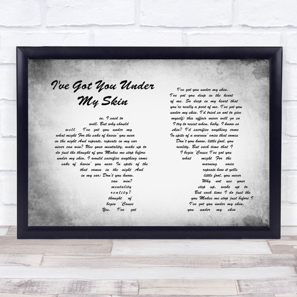 Frank Sinatra I've Got You Under My Skin Man Lady Couple Grey Song Lyric Print