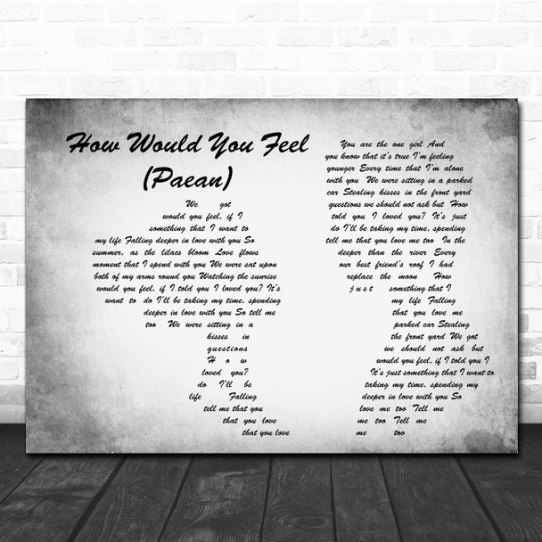 Ed Sheeran How Would You Feel (Paean) Man Lady Couple Grey Song Lyric Print