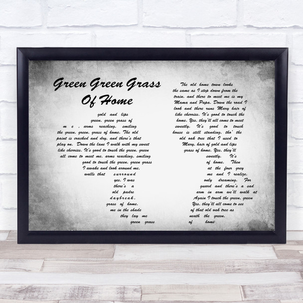 Tom Jones Green Green Grass Of Home Man Lady Couple Grey Song Lyric Quote Print