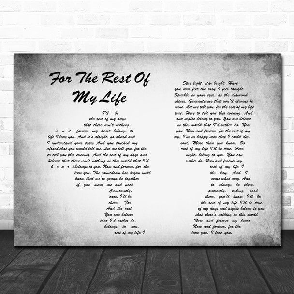 Brian McKnight For The Rest Of My Life Man Lady Couple Grey Song Lyric Print