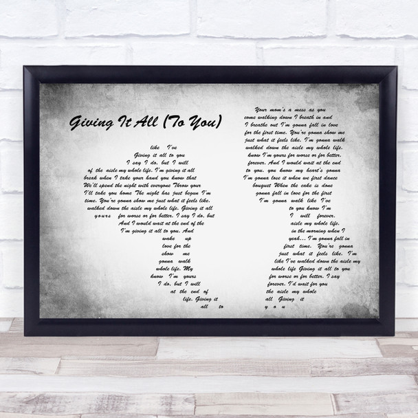 Haley & Michaels Giving It All (To You) Man Lady Couple Grey Song Lyric Print