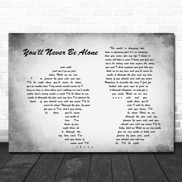 Anastacia You'll Never Be Alone Man Lady Couple Grey Song Lyric Quote Print