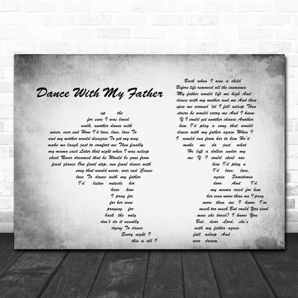 Luther Vandross Dance With My Father Man Lady Couple Grey Song Lyric Quote Print