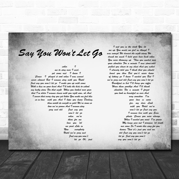 James Arthur Say You Won't Let Go Man Lady Couple Grey Song Lyric Quote Print