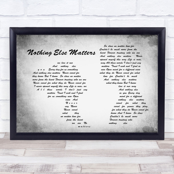 Metallica Nothing Else Matters Man Lady Couple Grey Song Lyric Quote Print