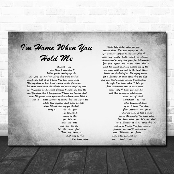 Beans on Toast I'm Home When You Hold Me Man Lady Couple Grey Song Lyric Print