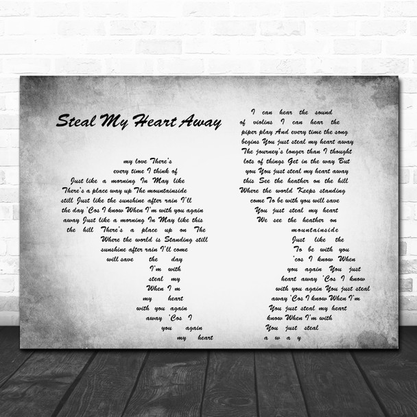 Van Morrison Steal My Heart Away Man Lady Couple Grey Song Lyric Quote Print