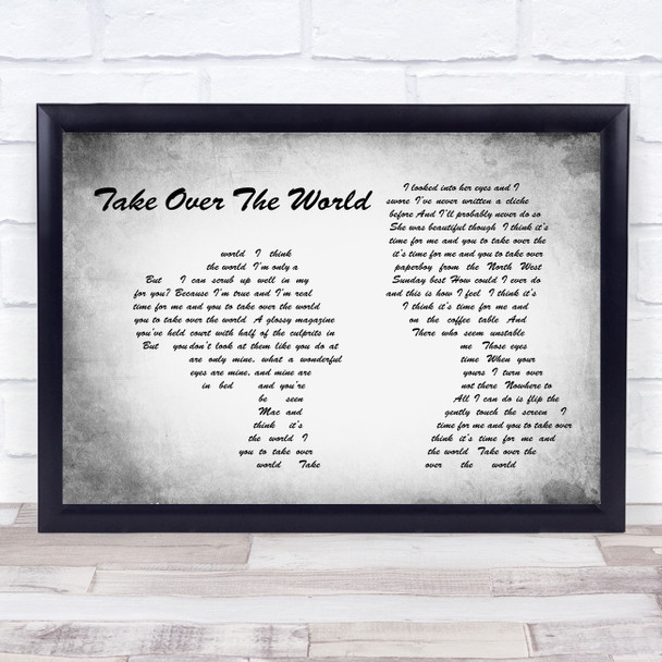 The Courteeners - Take Over The World Man Lady Couple Grey Song Lyric Print