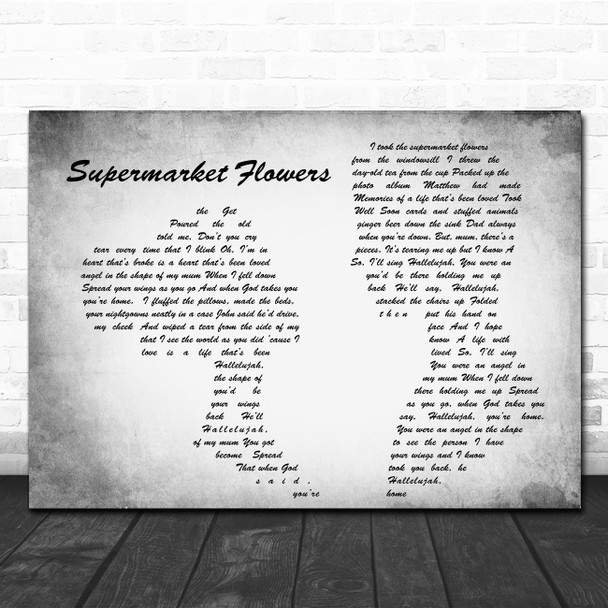 Ed Sheeran Supermarket Flowers Man Lady Couple Grey Song Lyric Quote Print