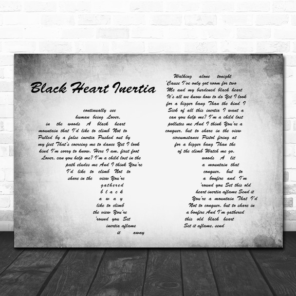 Incubus Black Heart Inertia Man Lady Couple Grey Song Lyric Quote Print