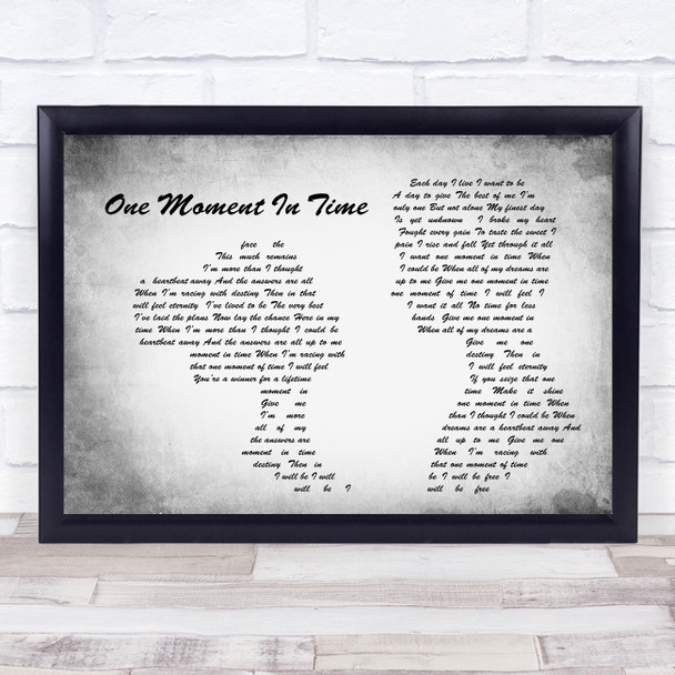 Whitney Houston One Moment In Time Man Lady Couple Grey Song Lyric Quote Print