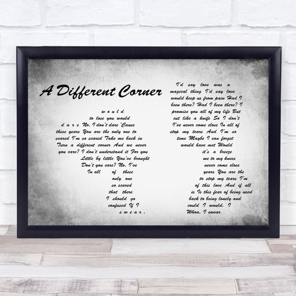 George Michael A Different Corner Man Lady Couple Grey Song Lyric Quote Print