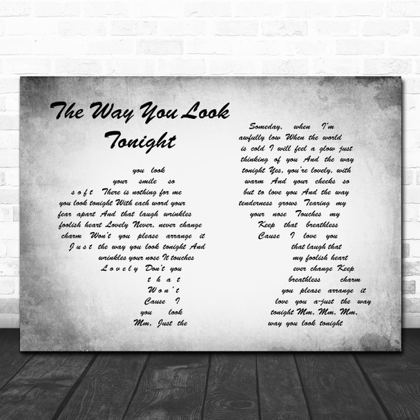 Frank Sinatra The Way You Look Tonight Man Lady Couple Grey Song Lyric Print