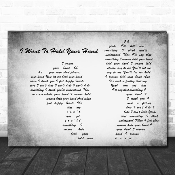 The Beatles I Want To Hold Your Hand Grey Man Lady Couple Song Lyric Print