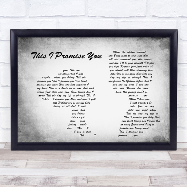 N Sync This I Promise You Man Lady Couple Grey Song Lyric Quote Print