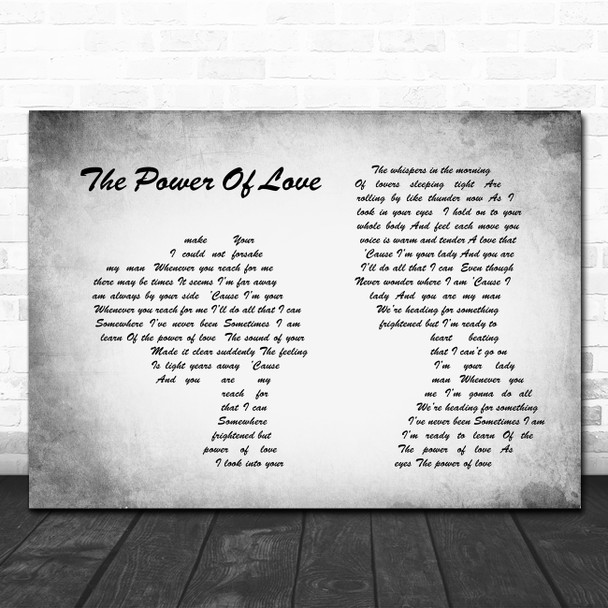 Celine Dion The Power Of Love Man Lady Couple Grey Song Lyric Quote Print