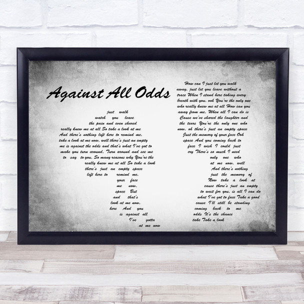 Phil Collins Against All Odds Man Lady Couple Grey Song Lyric Quote Print