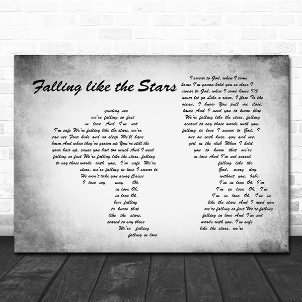 James Arthur Falling like the Stars Man Lady Couple Grey Song Lyric Print