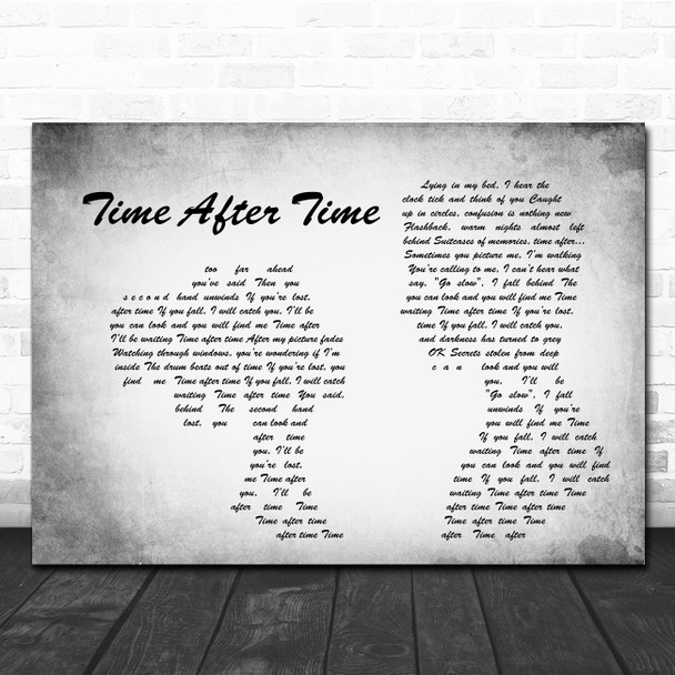 Cyndi Lauper Time After Time Man Lady Couple Grey Song Lyric Quote Print