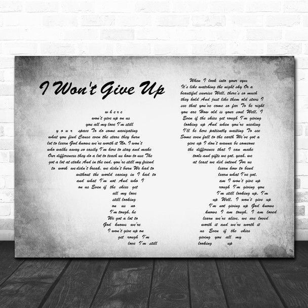 Jason Mraz I Won't Give Up Man Lady Couple Grey Song Lyric Quote Print