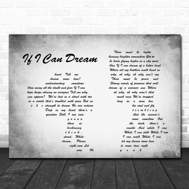 Elvis Presley If I Can Dream Man Lady Couple Grey Song Lyric Quote Print