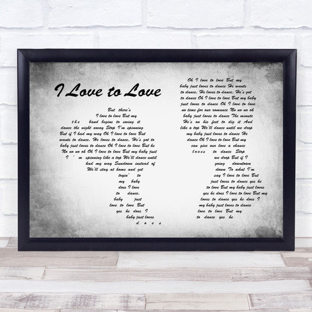 Tina Charles I Love to Love Man Lady Couple Grey Song Lyric Quote Print