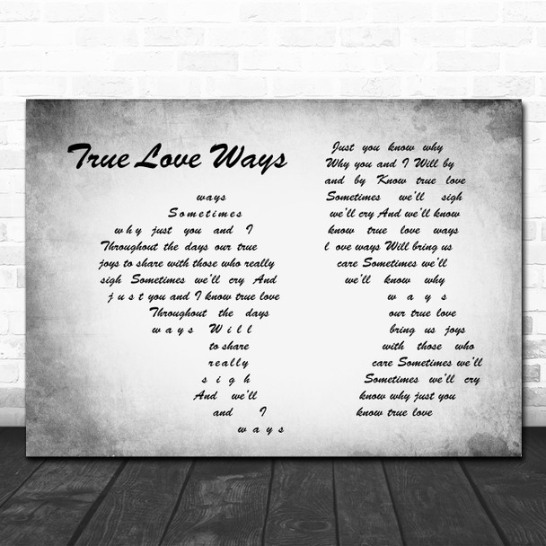 Buddy Holly True Love Ways Man Lady Couple Grey Song Lyric Quote Print