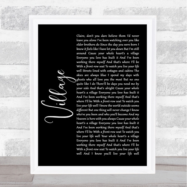 Cam Village Black Script Song Lyric Music Wall Art Print