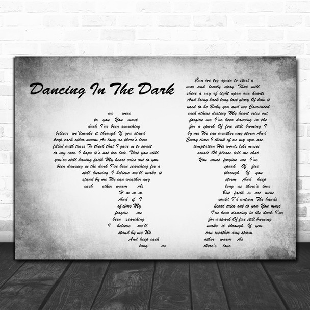Micky Modelle Dancing In The Dark Grey Man Lady Couple Song Lyric Print