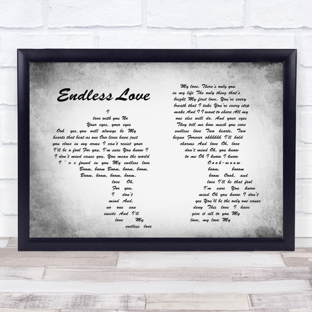 Lionel Richie & Mariah Carey Endless Love Man Lady Couple Grey Song Lyric Print