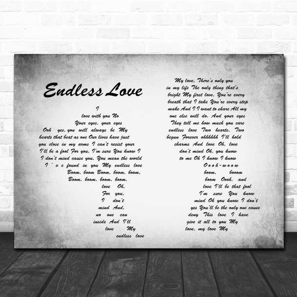 Lionel Richie & Mariah Carey Endless Love Man Lady Couple Grey Song Lyric Print