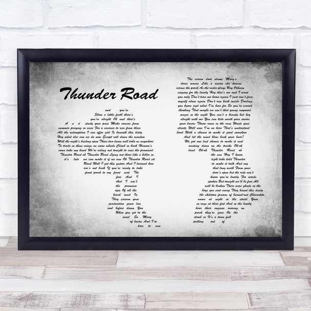 Bruce Springsteen Thunder Road Man Lady Couple Grey Song Lyric Quote Print