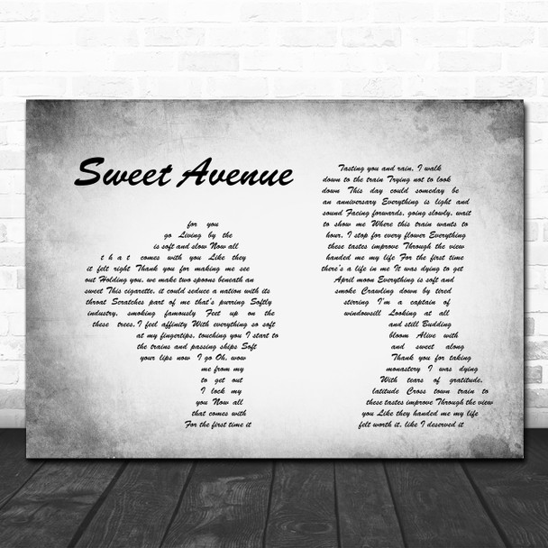 Jets to Brazil Sweet Avenue Man Lady Couple Grey Song Lyric Quote Print