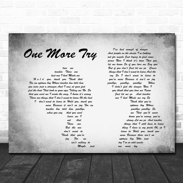 George Michael One More Try Man Lady Couple Grey Song Lyric Quote Print