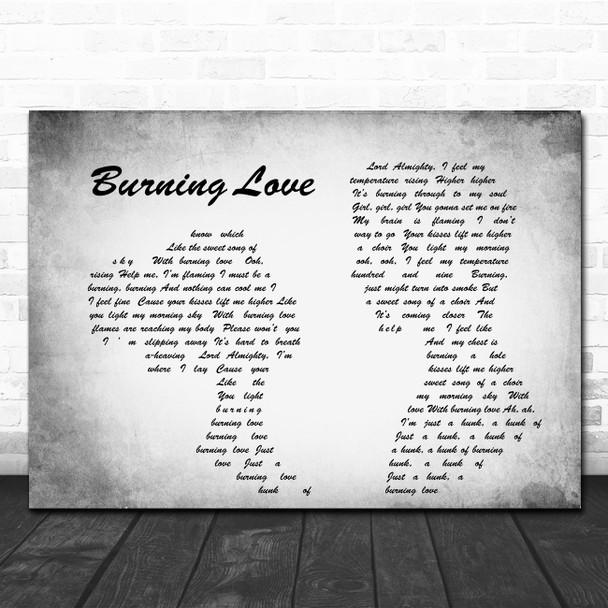 Elvis Presley Burning Love Man Lady Couple Grey Song Lyric Quote Print