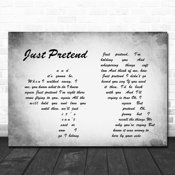 Elvis Presley Just Pretend Man Lady Couple Grey Song Lyric Quote Print