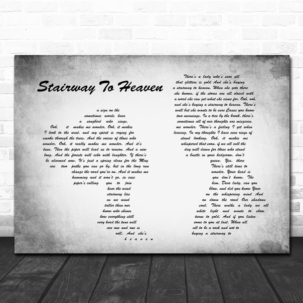 Led Zeppelin Stairway To Heaven Man Lady Couple Grey Song Lyric Print