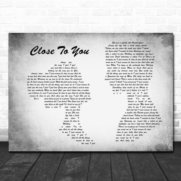 Maxi Priest Close To You Man Lady Couple Grey Song Lyric Quote Print