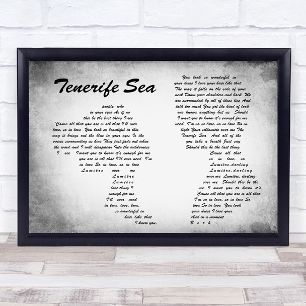 Ed Sheeran Tenerife Sea Man Lady Couple Grey Song Lyric Quote Print