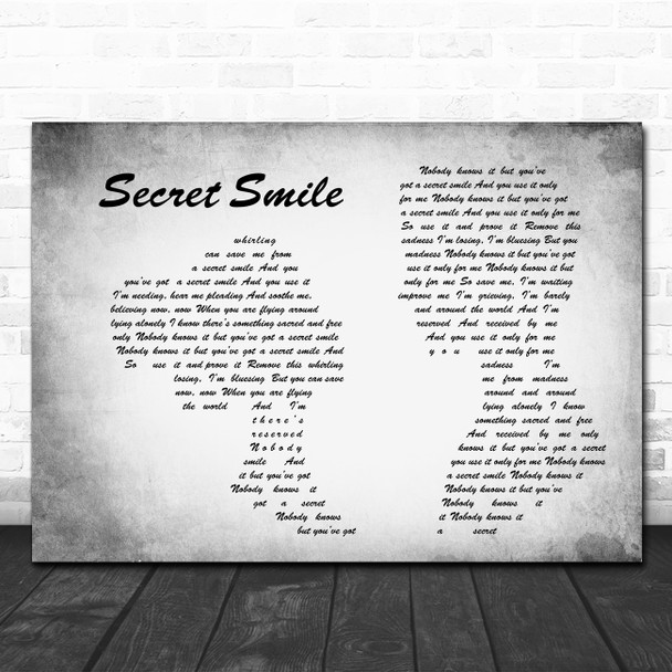 Semisonic Secret Smile Man Lady Couple Grey Song Lyric Quote Print