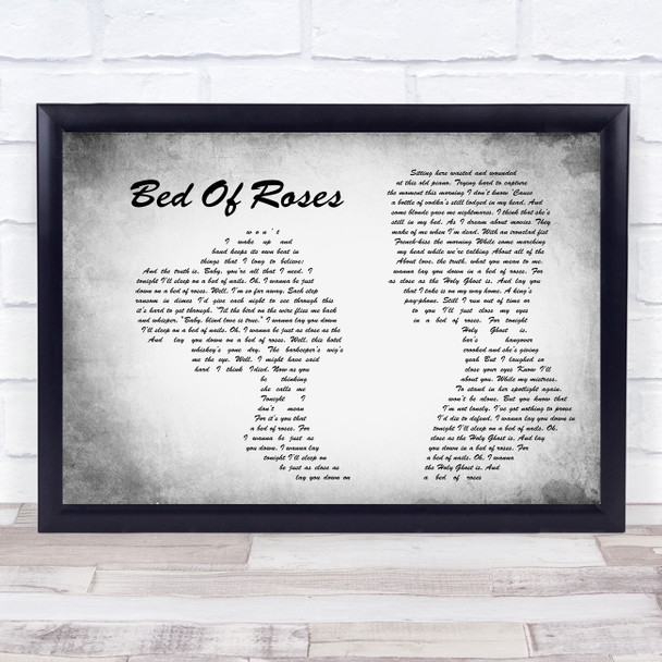 Bon Jovi Bed Of Roses Man Lady Couple Grey Song Lyric Quote Print
