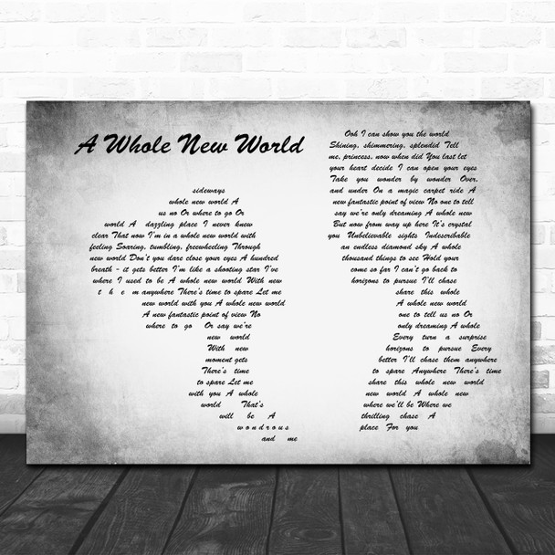 Peabo Bryson & Regina Belle A Whole New World Man Lady Couple Grey Song Print