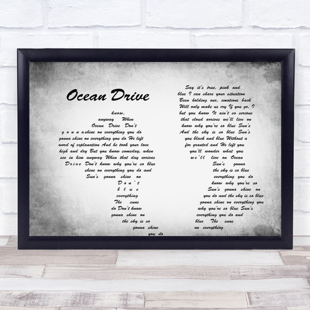 Lighthouse Family Ocean Drive Man Lady Couple Grey Song Lyric Quote Print